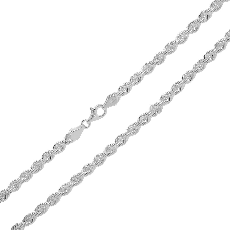 925 Solid Sterling Silver 4 mm Thick Heavy Handmade French Rope Chain 18 Inches