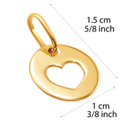 14k Pure Solid Yellow Gold Laser Cut Round Small Heart Delicate Charm Pendant