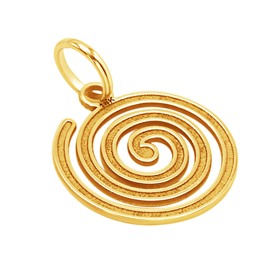 14k Solid Yellow Fine Gold Nazca Line Spiral World Wonder Delicate Charm Pendant