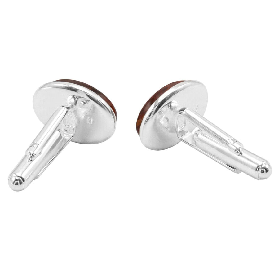 925 Solid Pure Sterling Silver Cognac Baltic Amber Oval Classic Men Cufflinks