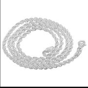 925 Sterling Silver 2 mm Handmade French Rope Chain Lobster Clasp 18 Inches