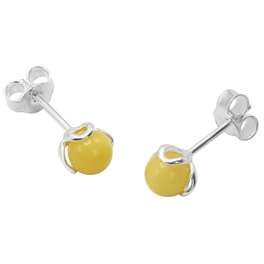 925 Pure Sterling Silver Butterscotch Baltic Amber Designer Flower Stud Earrings