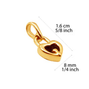 14k Pure Solid Yellow Gold Honey Baltic Amber Small Delicate Heart Lock Pendant