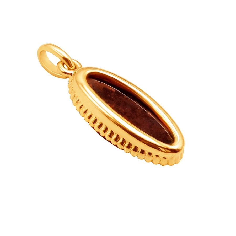 14k Pure Solid Yellow Gold Honey Baltic Amber Delicate Oval Filigree Pendant