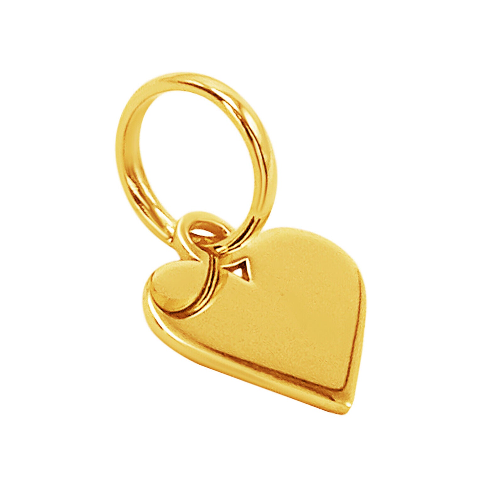 14k Solid Yellow Fine Gold Heart Love Beautiful Delicate Small Charm Pendant