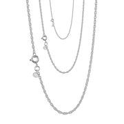 925 Pure Solid Sterling Silver 1.2 mm Shiny Sturdy Rope Chain Spring Ring Clasp