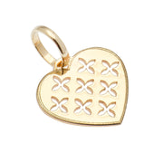 14k Solid Yellow Gold Heart Crosses Laser Cut Delicate Small Nice Charm Pendant
