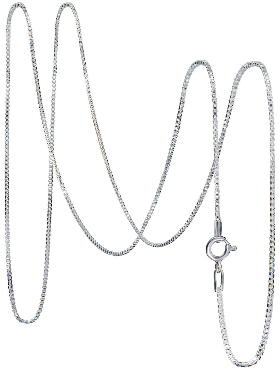 925 Solid Sterling Silver Classic Box Venetian Nice Chain 1 mm Spring Ring Clasp