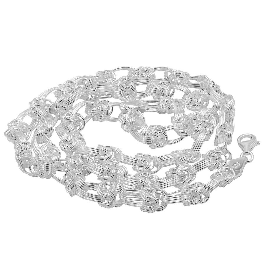 925 Sterling Silver 6 mm Handmade Fancy Wire Knot Chain Lobster Clasp 18 Inches