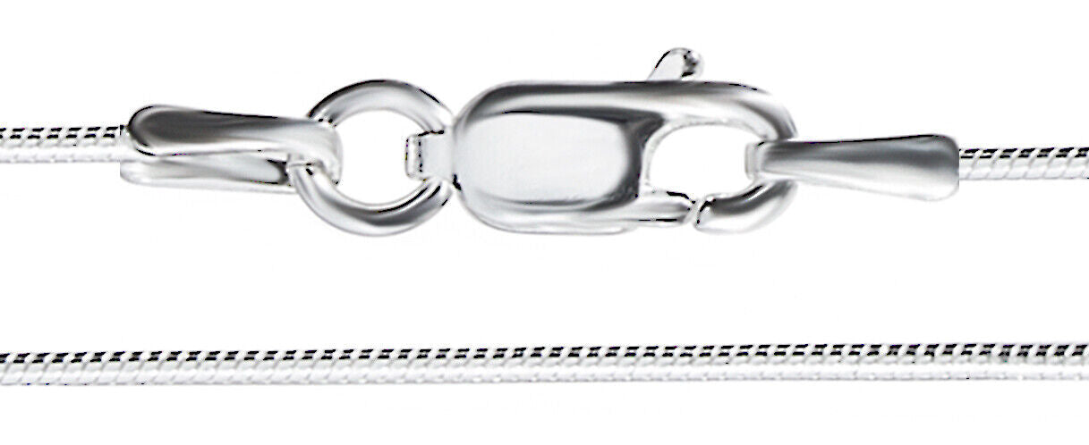 925 Solid Sterling Silver Round Snake Chain 1.2 mm Rectangular Lobster Clasp