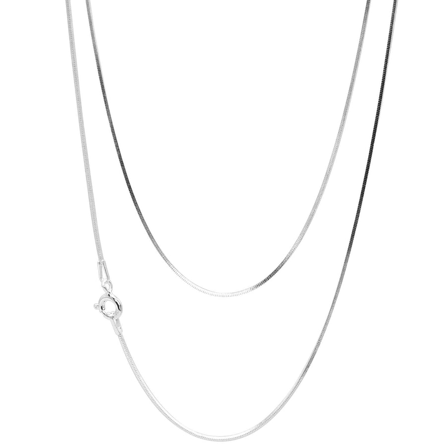 925 Solid Sterling Silver Durable Square Snake Chain 0.8 mm Spring Ring Clasp