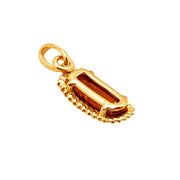 14k Pure Solid Yellow Gold Honey Baltic Amber Small Rectangular Filigree Pendant