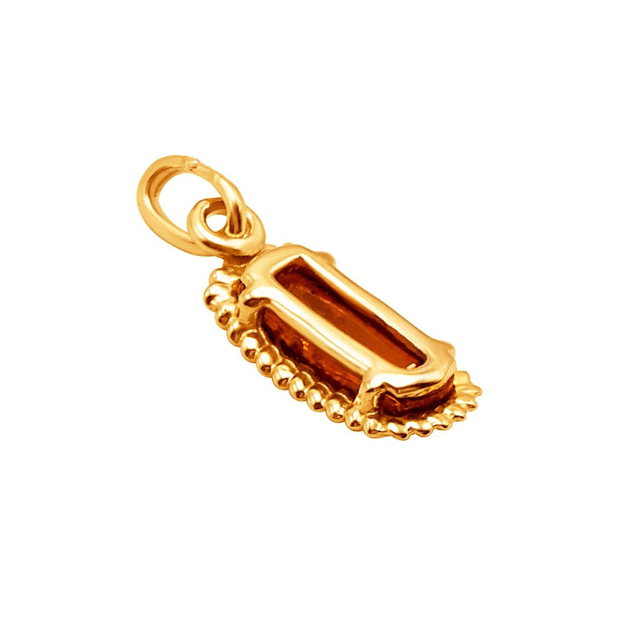 14k Pure Solid Yellow Gold Honey Baltic Amber Small Rectangular Filigree Pendant