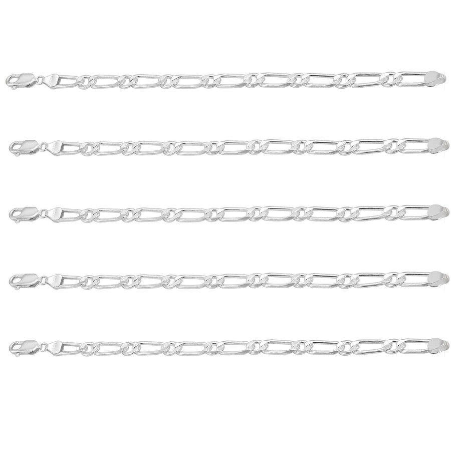 925 Pure Solid Sterling Silver 7 mm Figaro Link Chain Men Nice Bracelet 8 Inches