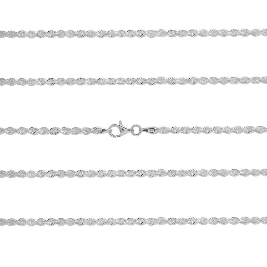 925 Sterling Silver 2.5 mm Handmade French Rope Chain Lobster Clasp 18 Inches