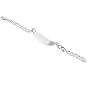 925 Pure Solid Sterling Silver 8 mm Link Curb Chain ID Plate Bracelet 9 Inches
