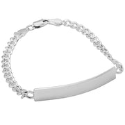 925 Pure Solid Sterling Silver 5 mm Link Curb Chain ID Plate Bracelet 8 Inches