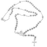 925 Solid Pure Sterling Silver Rosary Cross Virgin Mary Prayer Necklace 19 in