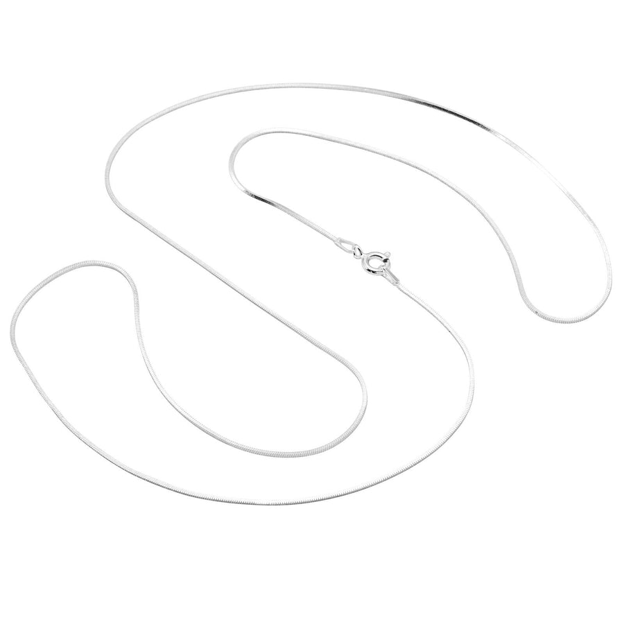 925 Solid Sterling Silver Durable Square Snake Chain 0.8 mm Spring Ring Clasp