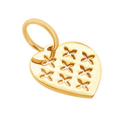 14k Solid Yellow Gold Heart Crosses Laser Cut Delicate Small Nice Charm Pendant