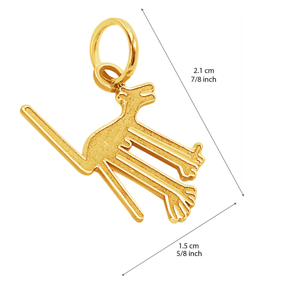 14k Solid Yellow Fine Gold Nazca Line Dog World Wonder Delicate Charm Pendant