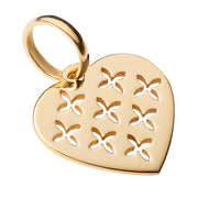 10k Solid Yellow Gold Heart Crosses Laser Cut Delicate Small Nice Charm Pendant