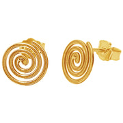 14k Solid Yellow Fine Gold Nazca Line Spiral World Wonder Geoglyph Stud Earrings
