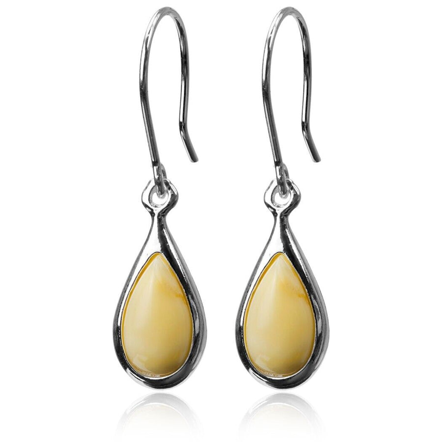 925 Solid Sterling Silver Butterscotch Baltic Amber Classic Drop Nice Earrings