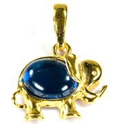 925 Solid Gold Plated Sterling Silver Blue Amber Elephant Colorful Nice Pendant