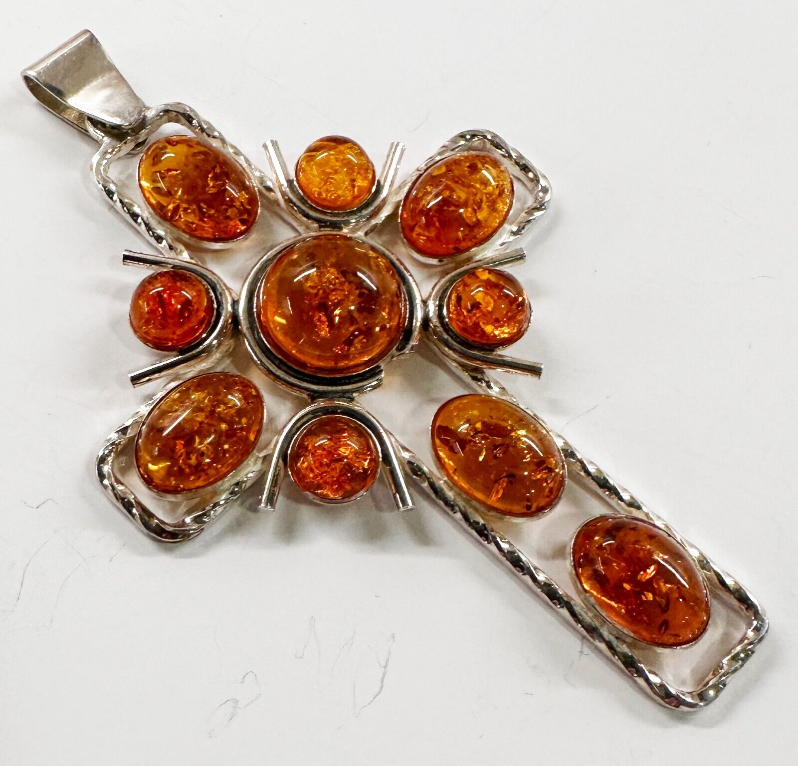 Good 925 Sterling Amber Cross pendant