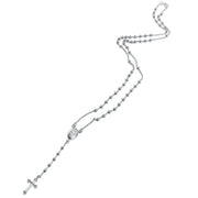 925 Sterling Silver Rosary Necklace – Virgin Mary & Cross, 20-Inch, 3mm Beads