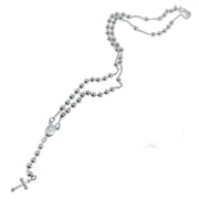 925 Sterling Silver Rosary Necklace – Virgin Mary & Cross, 20-Inch, 4mm Beads