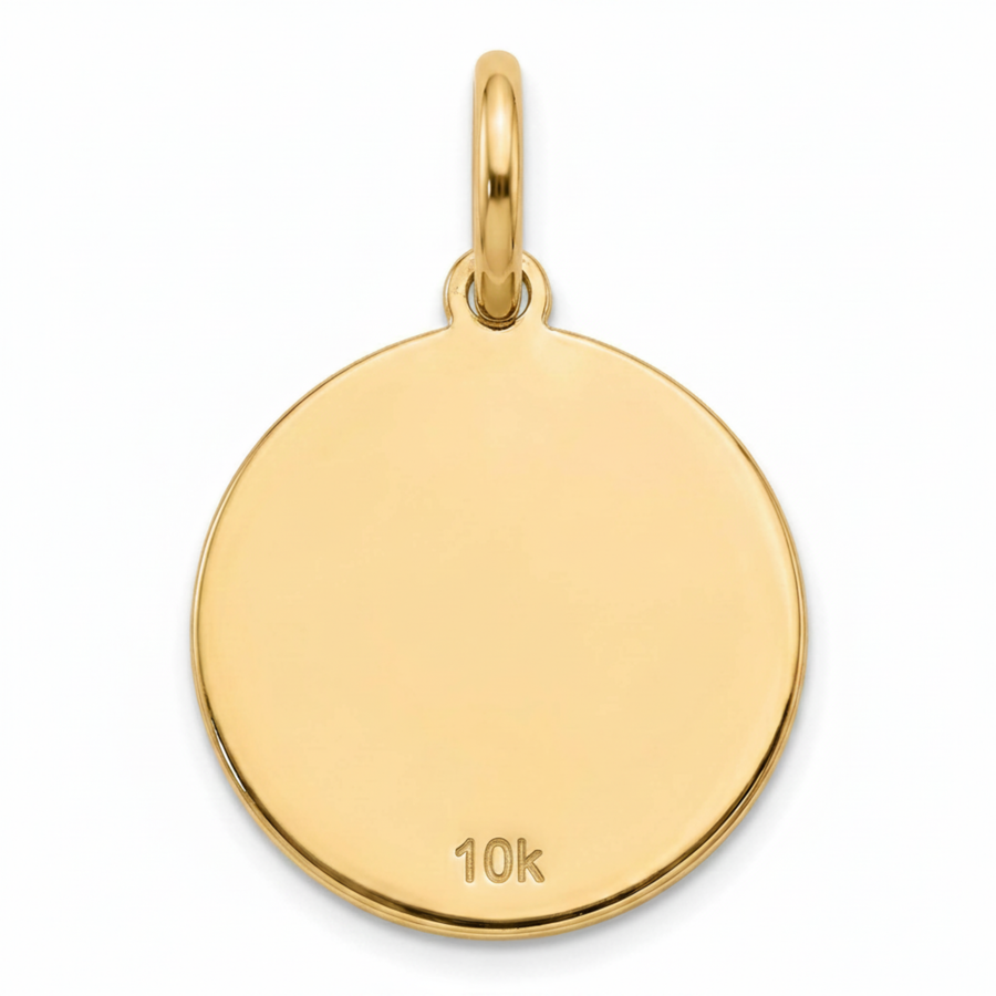 10K Yellow Gold Engravable Round Disc Charm Pendant | Small Dainty Circle Necklace Charm for Women