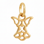 10K Yellow Gold Filigree Angel Pendant with Cutwork Wings and Decorative Body Fine Jewelry