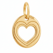 10K Yellow Gold Round Pendant with Large Open Heart Cutout Romantic Delicate Fine Jewelry
