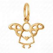 10K Yellow Gold Angel Pendant with Heart Cutout Wings and Chest Heart Spiritual Fine Jewelry
