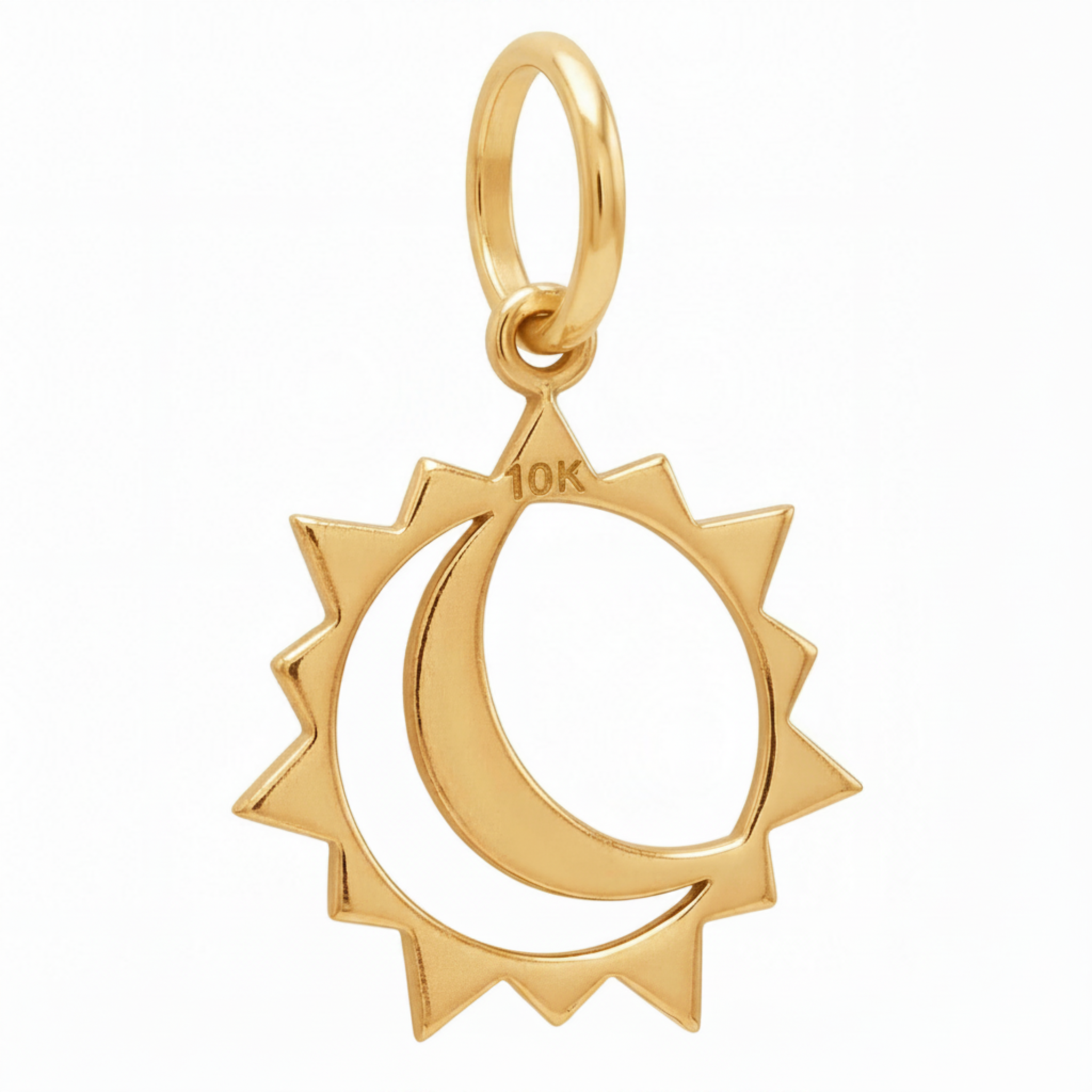 10K Yellow Gold Sun and Crescent Moon Pendant Celestial Duality Fine Jewelry Meaningful Gift
