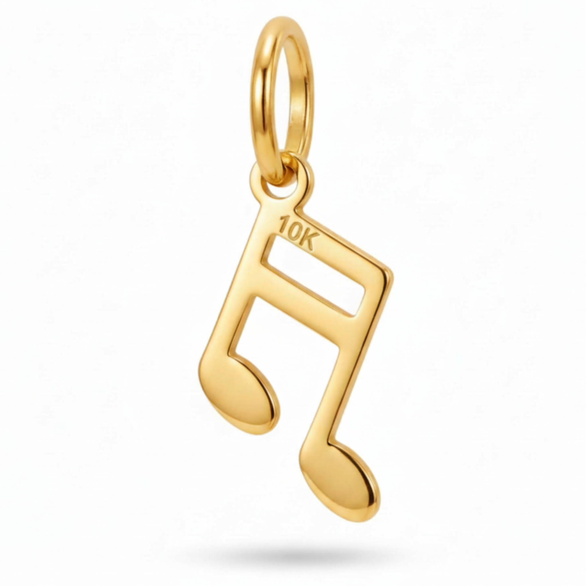 10K Yellow Gold Beamed Music Note Charm Pendant Delicate Fine Jewelry Gift for Music Lovers