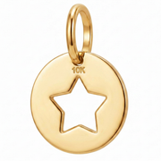 10K Yellow Gold Round Pendant with Star Cutout Delicate Celestial Fine Jewelry Meaningful Gift