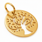 10K Yellow Gold Tree of Life Round Charm Pendant Delicate Fine Jewelry Meaningful Gift