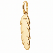 10K Yellow Gold Polished Feather Pendant with Engraved Quill Detail Delicate Fine Jewelry