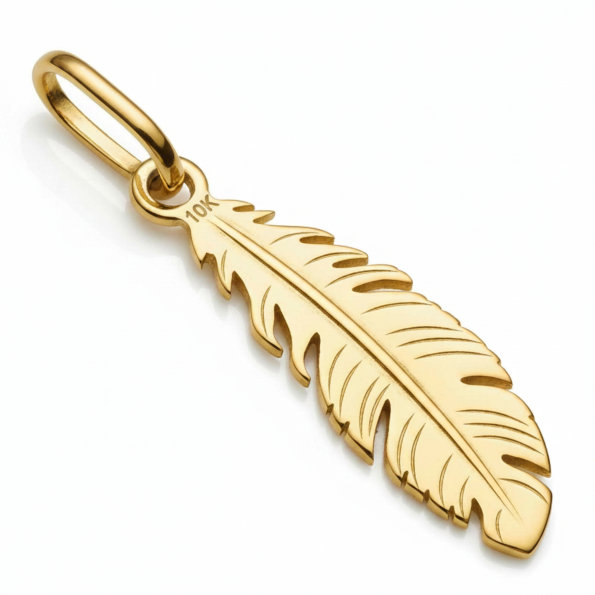 10K Yellow Gold Feather Charm Pendant Delicate Lightweight Fine Jewelry Meaningful Gift (Copy)