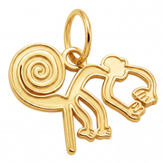 14K Yellow Gold Nazca Monkey Pendant Ancient Peru Geoglyph Fine Jewelry Archaeology Gift