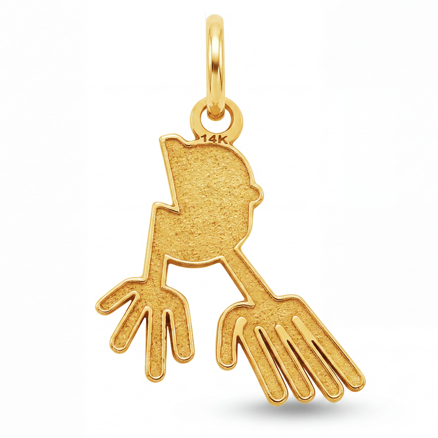 14K Yellow Gold Nazca Manos Hands Pendant Ancient Peru Geoglyph Fine Jewelry Archaeology Gift