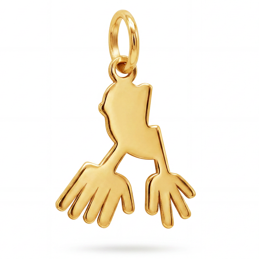 14K Yellow Gold Nazca Manos Hands Pendant Ancient Peru Geoglyph Fine Jewelry Archaeology Gift