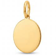 10K Yellow Gold Engravable Round Disc Charm Pendant | Small Dainty Circle Necklace Charm for Women