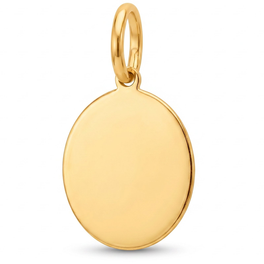 10K Yellow Gold Engravable Round Disc Charm Pendant | Small Dainty Circle Necklace Charm for Women
