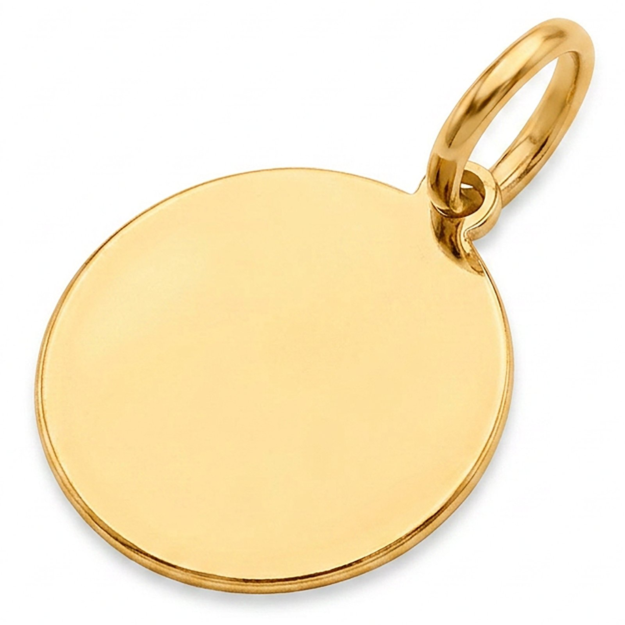 10K Yellow Gold Engravable Round Disc Charm Pendant | Small Dainty Circle Necklace Charm for Women