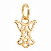 14K Yellow Gold Filigree Angel Pendant with Cutwork Wings and Decorative Body Fine Jewelry