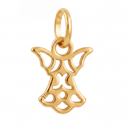 14K Yellow Gold Filigree Angel Pendant with Cutwork Wings and Decorative Body Fine Jewelry